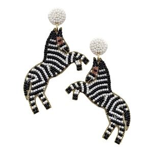 Beaded Zebra Earring, Seed Bead Animal Earring, Lily Posh